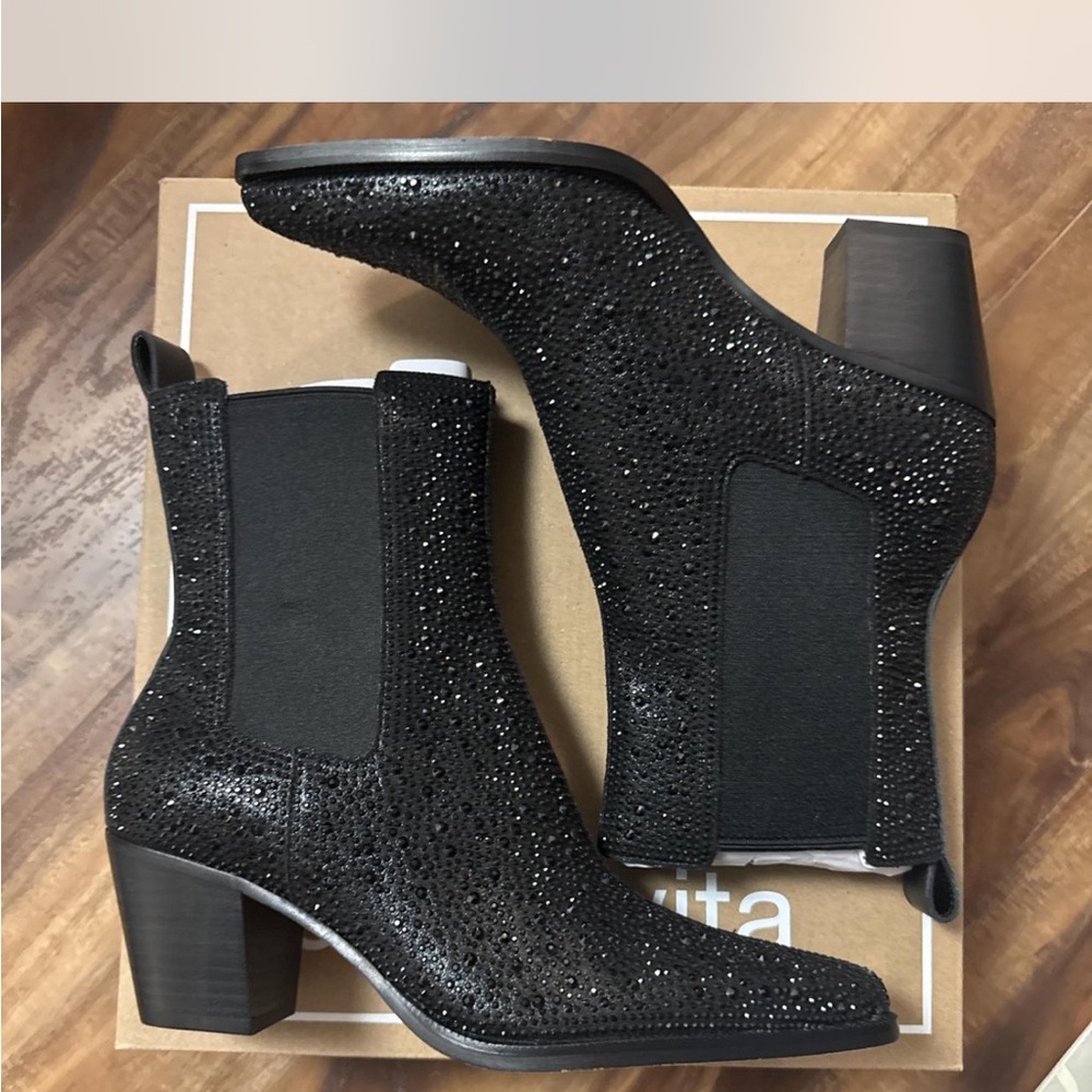 Dolce Vita Sparkling Black Heeled Boots